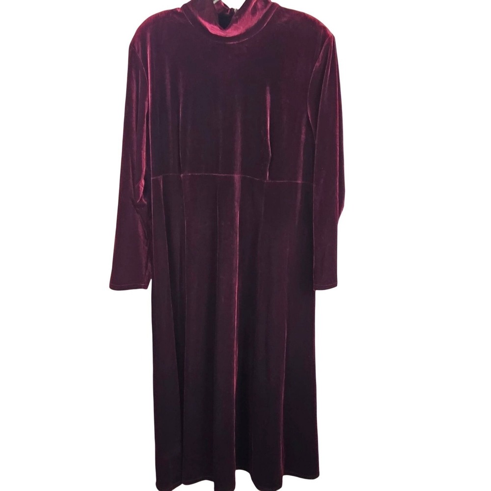 Vtg K.C. Spencer Wine Purple Velvet Maxi Dress 18 Sheath‎ USA 90s Dark Romance - Picture 2 of 8